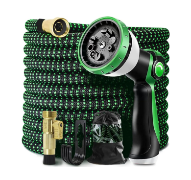 100FT WITH 10 SPRAY MODES, DURABLE BRASS CONNECTORS FOR OUR EXPANDABLE GARDEN HOSE