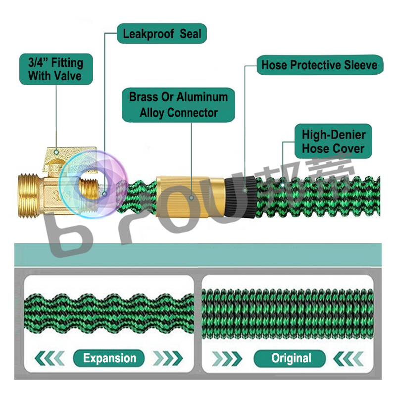 3 times expandable garden hose flexible 50ft with metal connectors and 10 nozzle water gun2