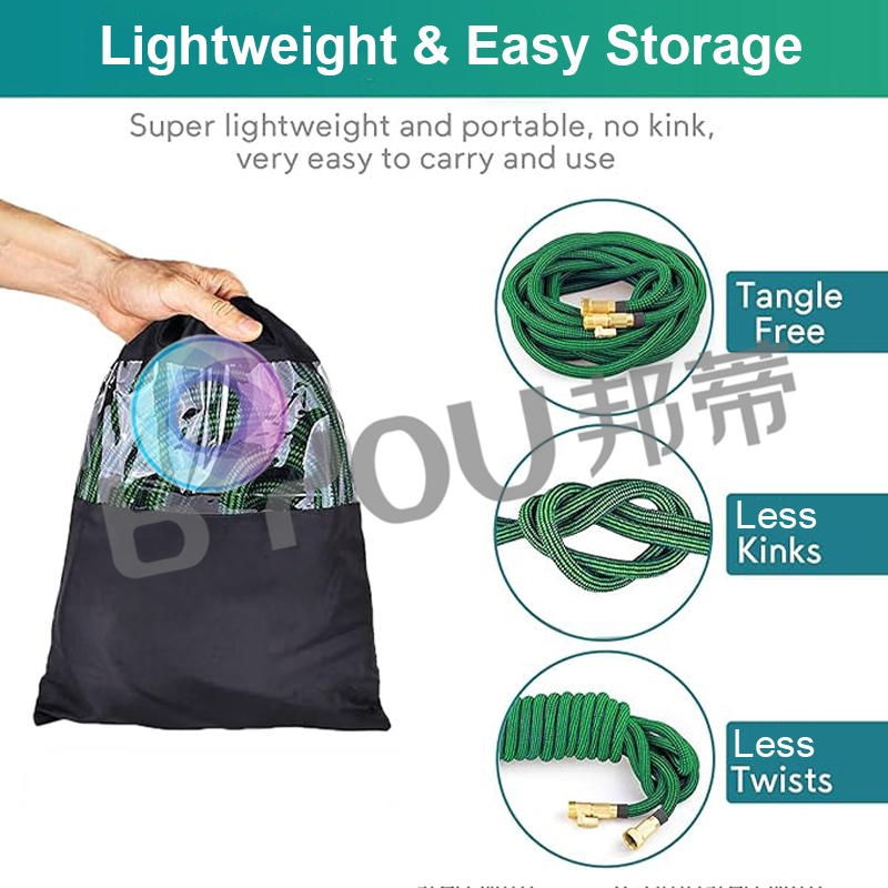 3 times expandable garden hose flexible 50ft with metal connectors and 10 nozzle water gun5