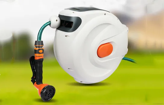 Application of ABS Plastic Shell Wall Mount Garden Water Hose Reel and Car Wash Reel Hot Sale Rewindable Feature